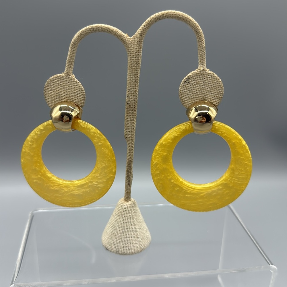Yellow and Gold Hoop Earrings